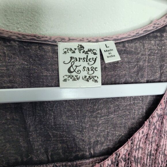 Parsley and Sage pink grunge textured 3/4 sleeve high low top size large - Picture 4 of 7